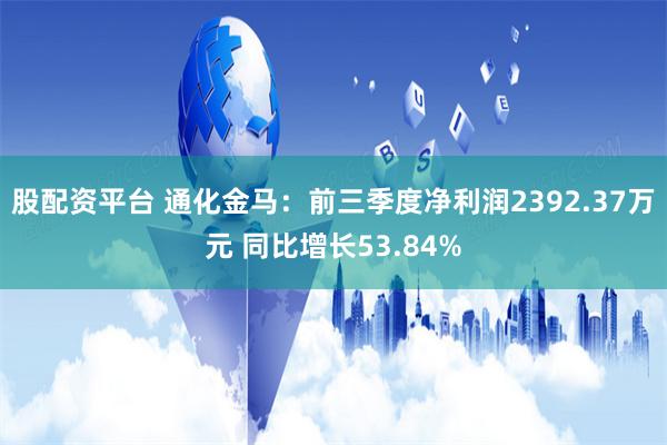 股配资平台 通化金马：前三季度净利润2392.37万元 同比增长53.84%